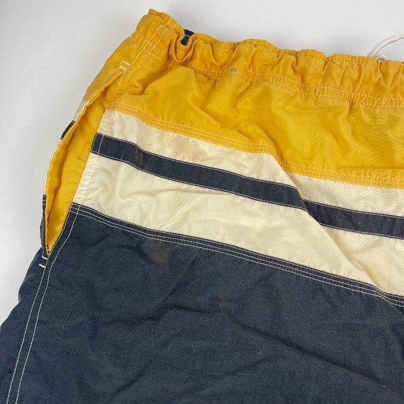 Sand N Sun Swim Trunks Mens Large 36/38 Yellow Blue Striped - Picture 8 of 8